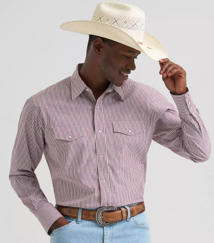 Men's Wrinkle Resist Long Sleeve Western Snap Stripe Shirt
