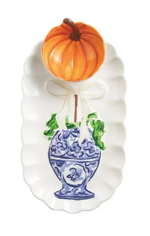 Pumpkin Topiary Tray and Tidbit Set