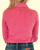 Red Pinstripe Structured Pullover Button Up