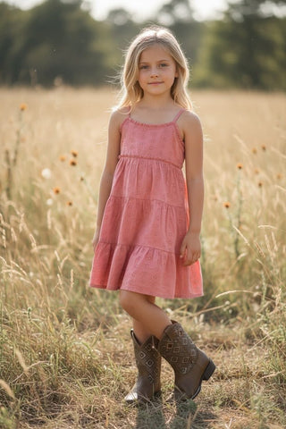 Girl's Rose Eyelet Tiered Dress
