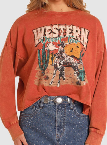 Western Desert Tour Crop Pullover