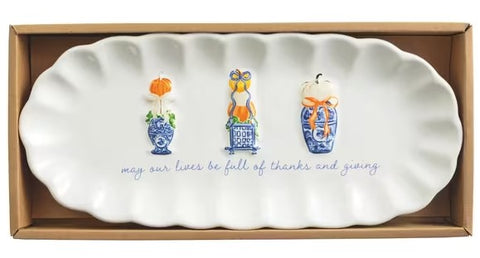 Pumpkin Topiary Scalloped Tray