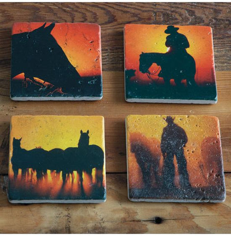 Sunset Cowboy Stone Coasters