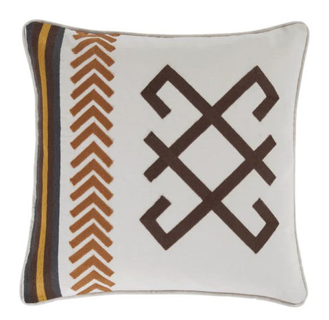 Toluca Embroidered Cotton Canvas Pillow