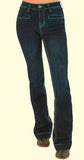 Turquoise Bootstitch Dark Trouser