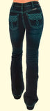 Turquoise Bootstitch Dark Trouser