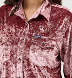 Boyfriend Fit Button Down Velvet Top