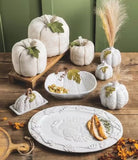 Large White Textured Pumpkin Bud Vase