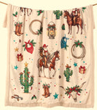 Western Christmas Sherpa Throw
