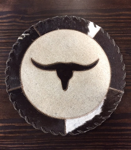 Longhorn Round Cowhide Placemat
