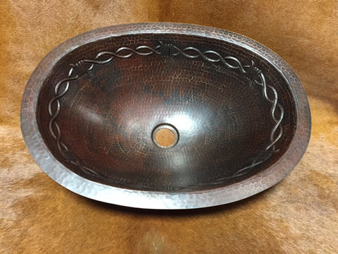Oval Copper Barbwire Sink